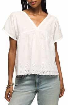 Lucky Brand Eyelet Babydoll Top