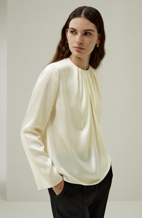 Lilysilk Silk Ruched-neck Top In Lily White