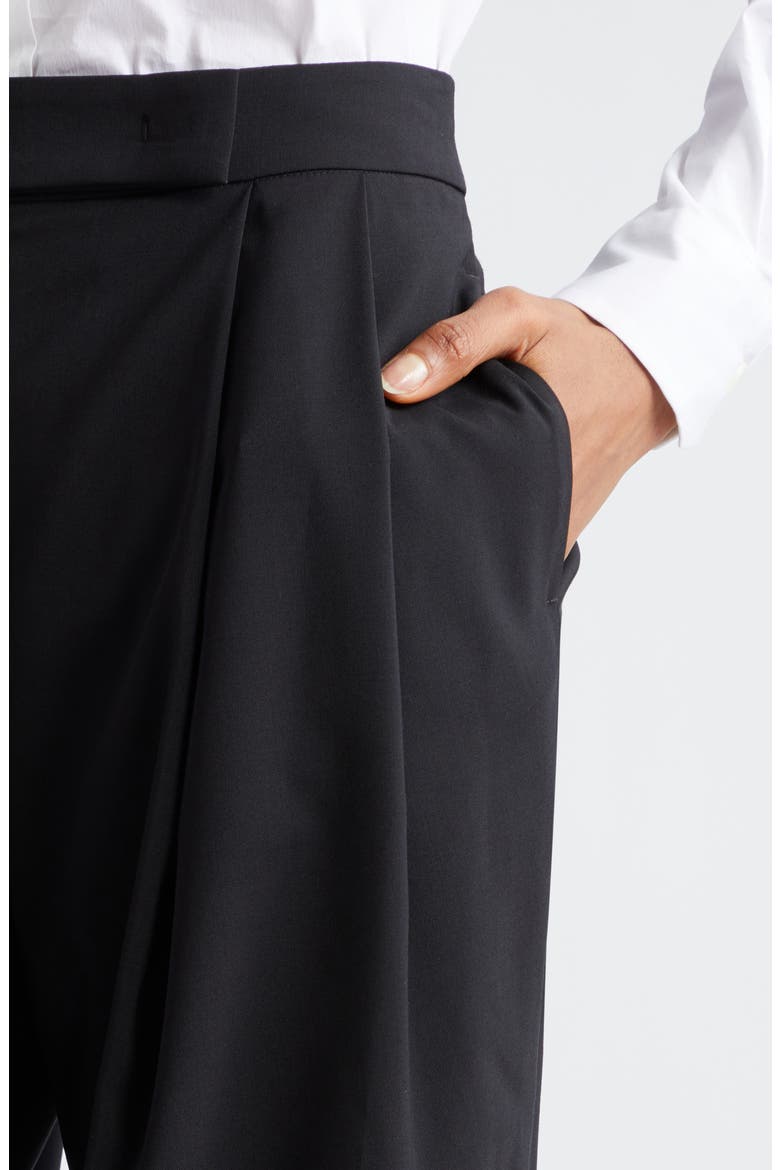 Pleated Virgin Wool Blend Wide Leg Trousers, Alternate, color, BLACK