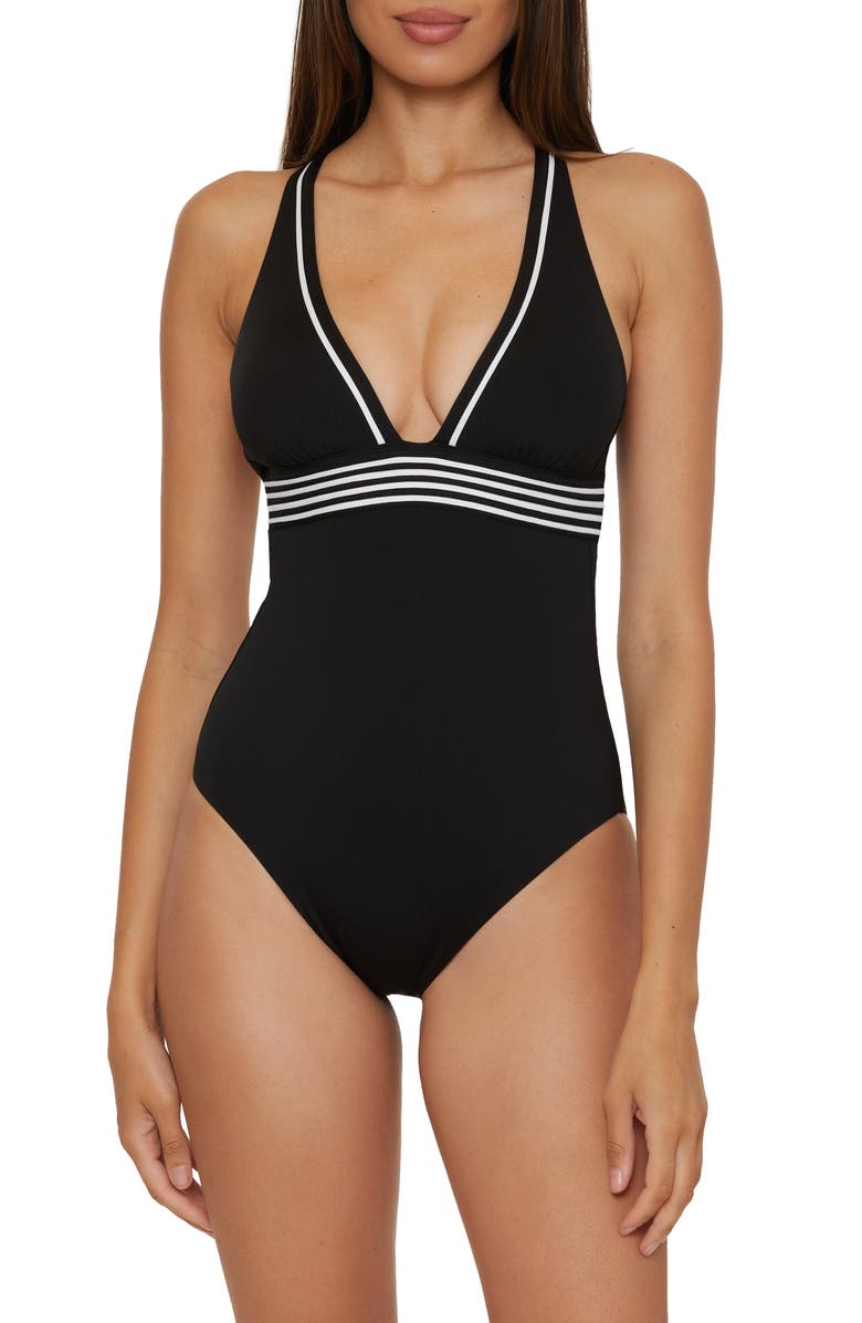 Trina Turk Monaco Plunge One-Piece Swimsuit, Main, color, 
