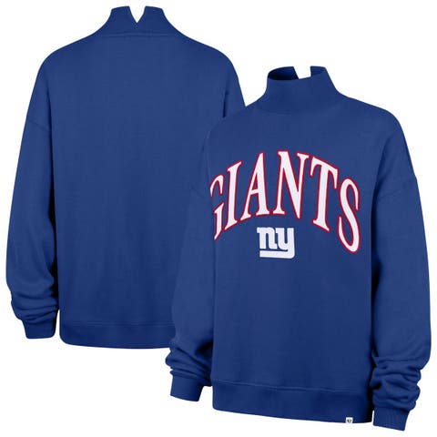 Women's '47 Royal New York Giants Oversized Vantage Mock Neck Sweatshirt