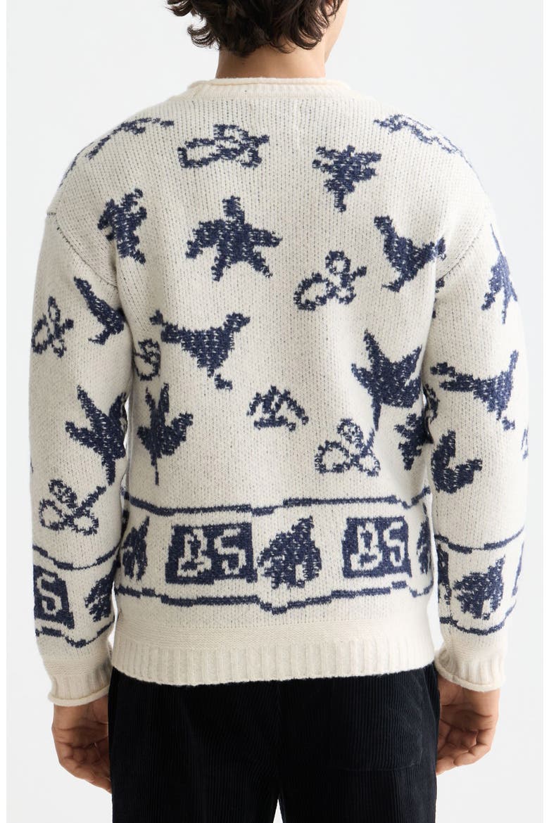 Jacquard Crewneck Sweater, Alternate, color, EGGNOG