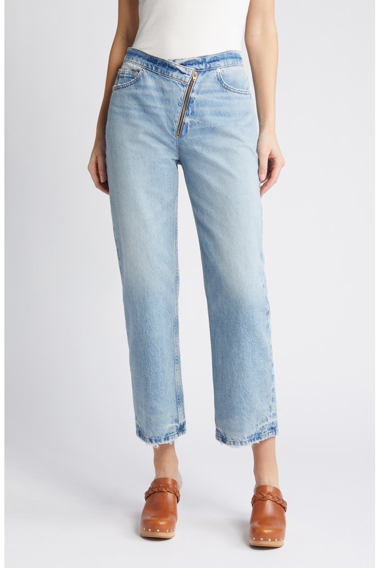 Le Jane Angled Zip Crop Relaxed Straight Leg Jeans, Main, color, RHODE