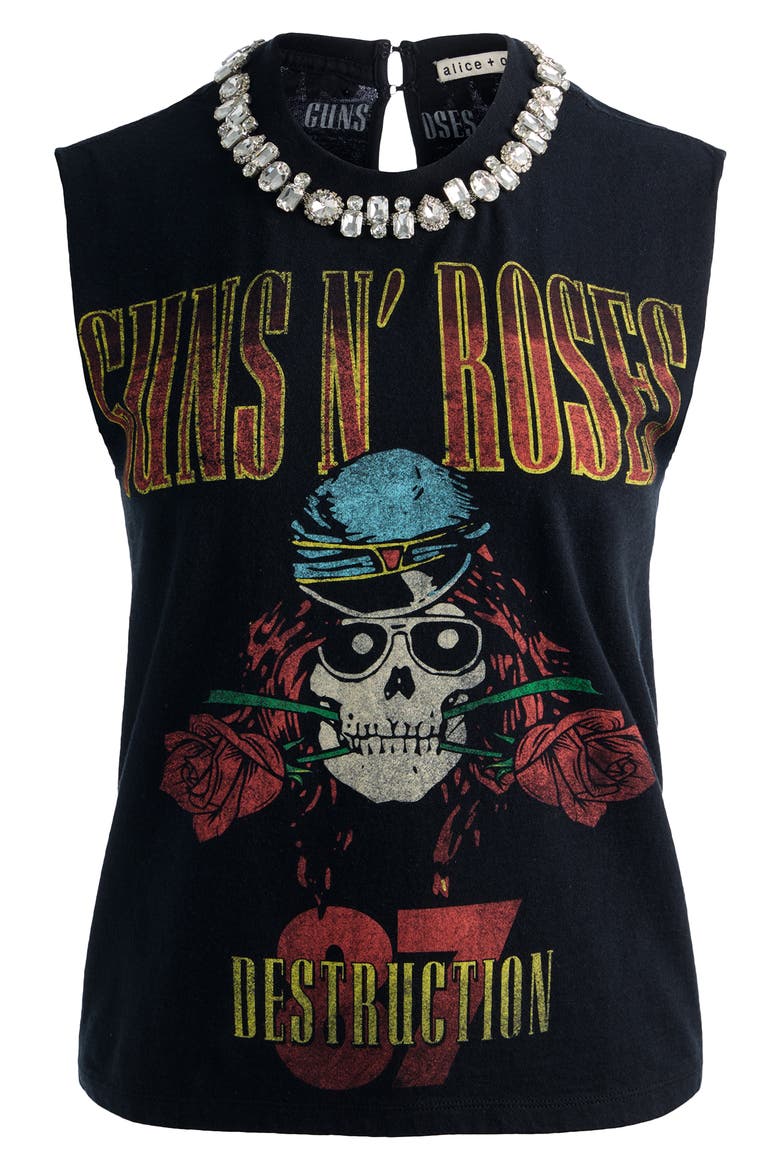 Micah Rhinestone Detail Graphic Muscle T-Shirt, Alternate, color, GUNS N ROSES
