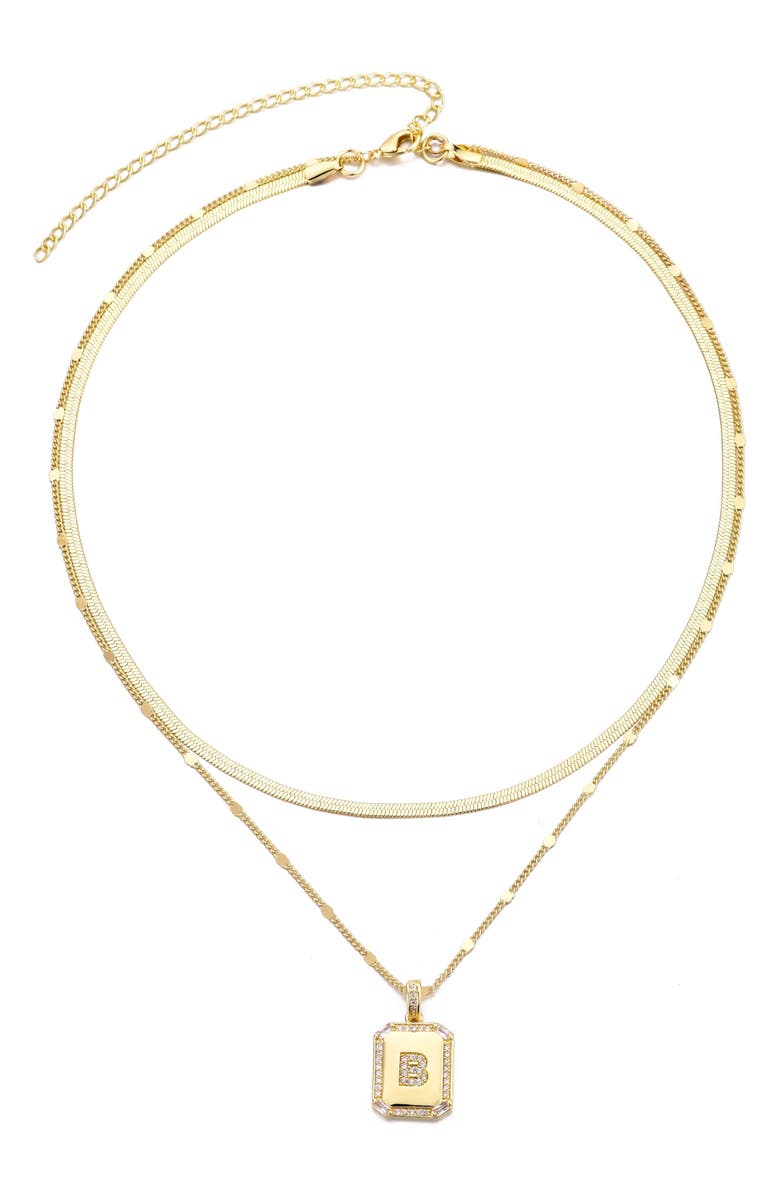 Adornia Initial Tag Pendant Necklace, Alternate, color, Gold-B
