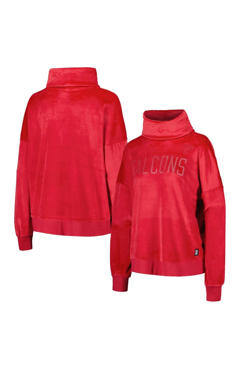 DKNY SPORT Women's DKNY Sport  Red Atlanta Falcons Deliliah Rhinestone Funnel Neck Pullover Sweatshirt, Main, color, 
