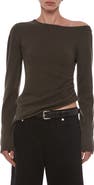 Helmut Lang Draped Asymmetric One-Shoulder Wool Sweater