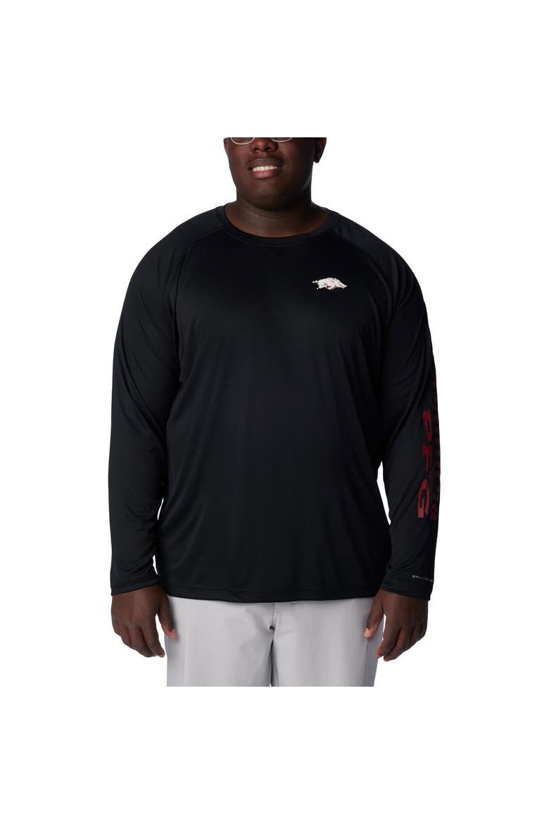 Men's Columbia Black Arkansas Razorbacks Big & Tall PFG Terminal Tackle Omni-Shade Raglan Long Sleeve T-Shirt, Alternate, color, Black