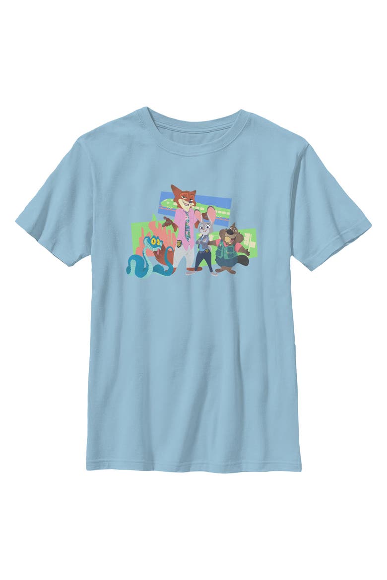 Boy's Zootopia 2 Judy Hopps and Friends  Graphic T-Shirt, Main, color, Light Blue