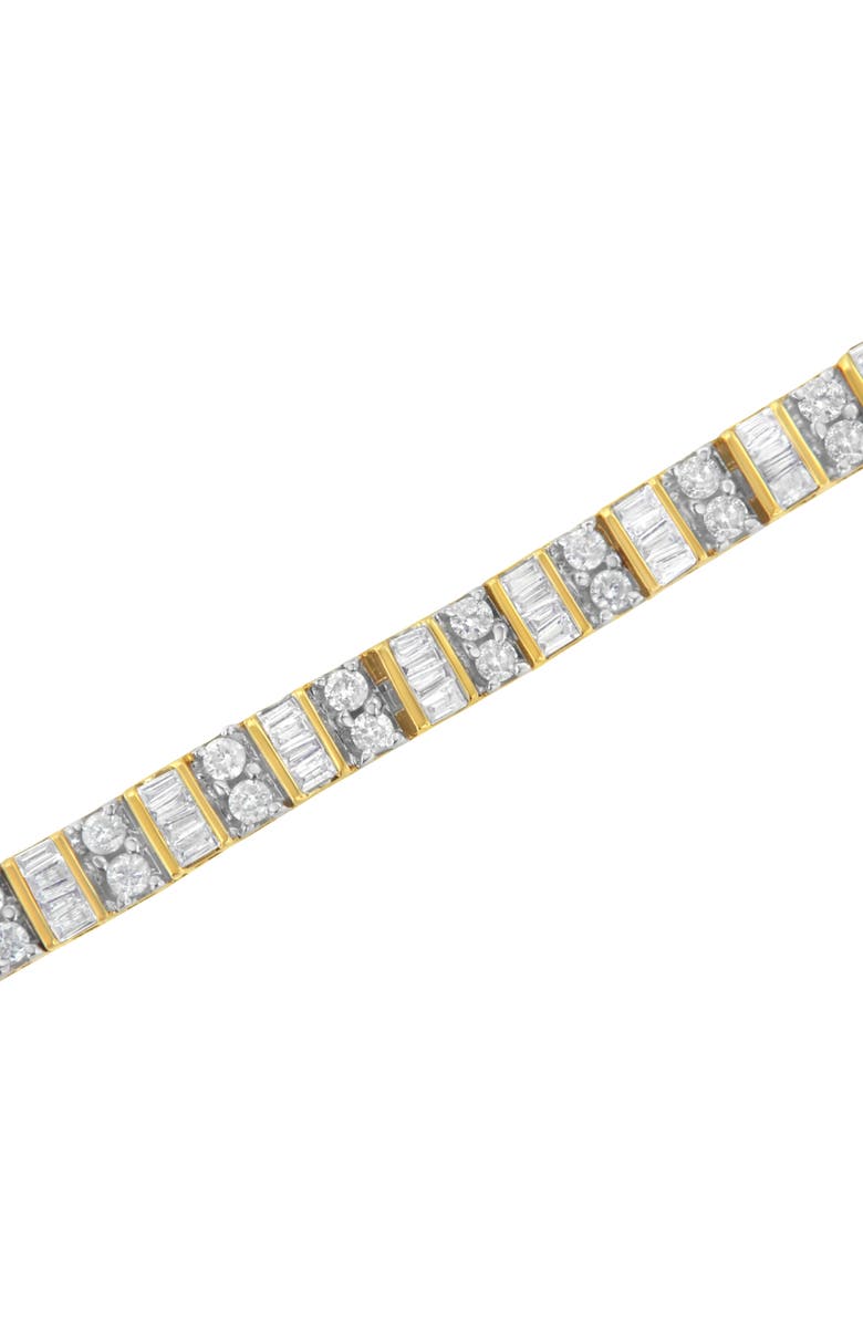 Haus of Brilliance 10K Yellow Gold 4.0 Cttw Baguette & Round Cut Diamond Bezel Tennis Bracelet, Alternate, color, Yellow