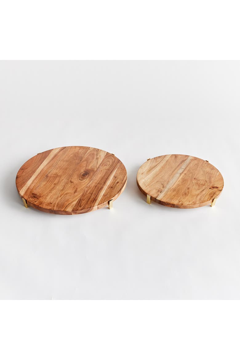 Cherie Round Stand Serving Boards Set of 2, Alternate, color, Brown