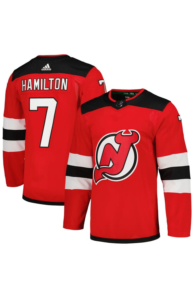 adidas Men's adidas Dougie Hamilton Red New Jersey Devils Home Primegreen Authentic Player Jersey, Main, color, 