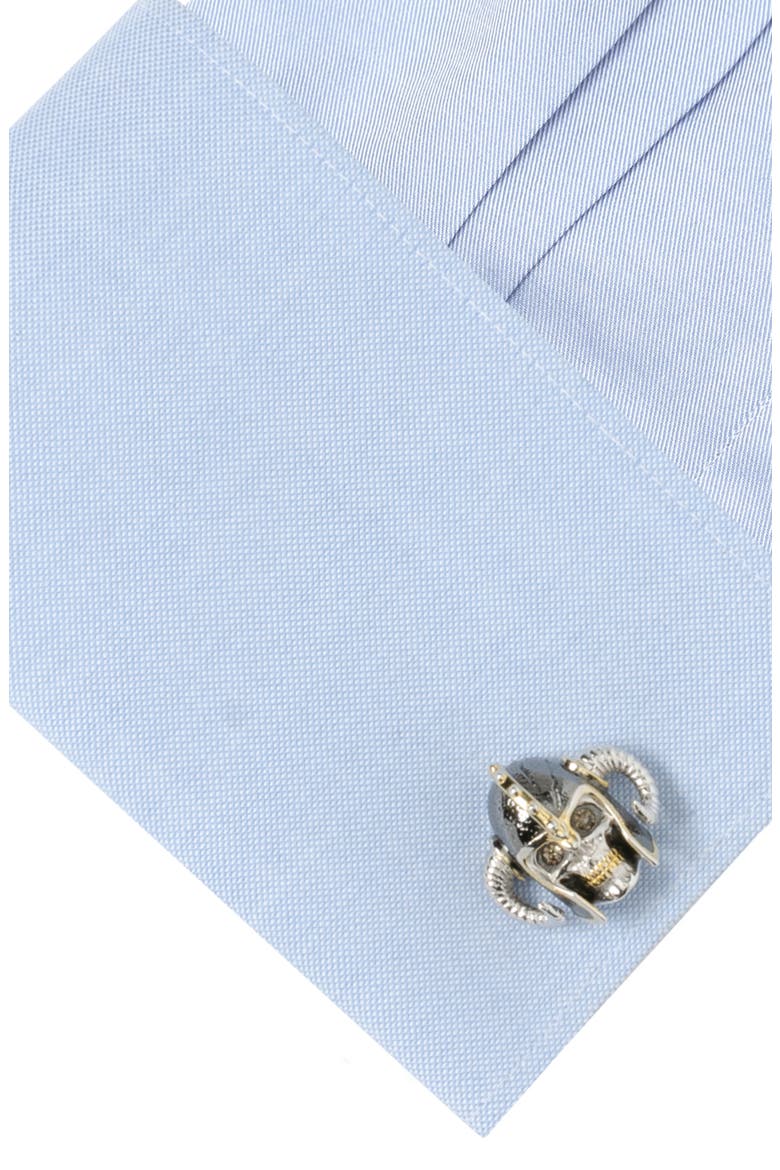 Viking Helmet 3D Cuff Links, Alternate, color, SILVER