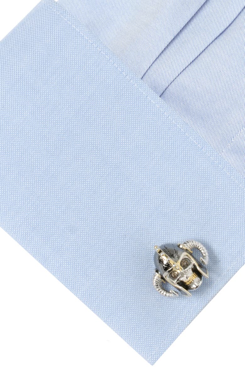Cufflinks, Inc. Viking Helmet 3D Cuff Links, Alternate, color, Silver