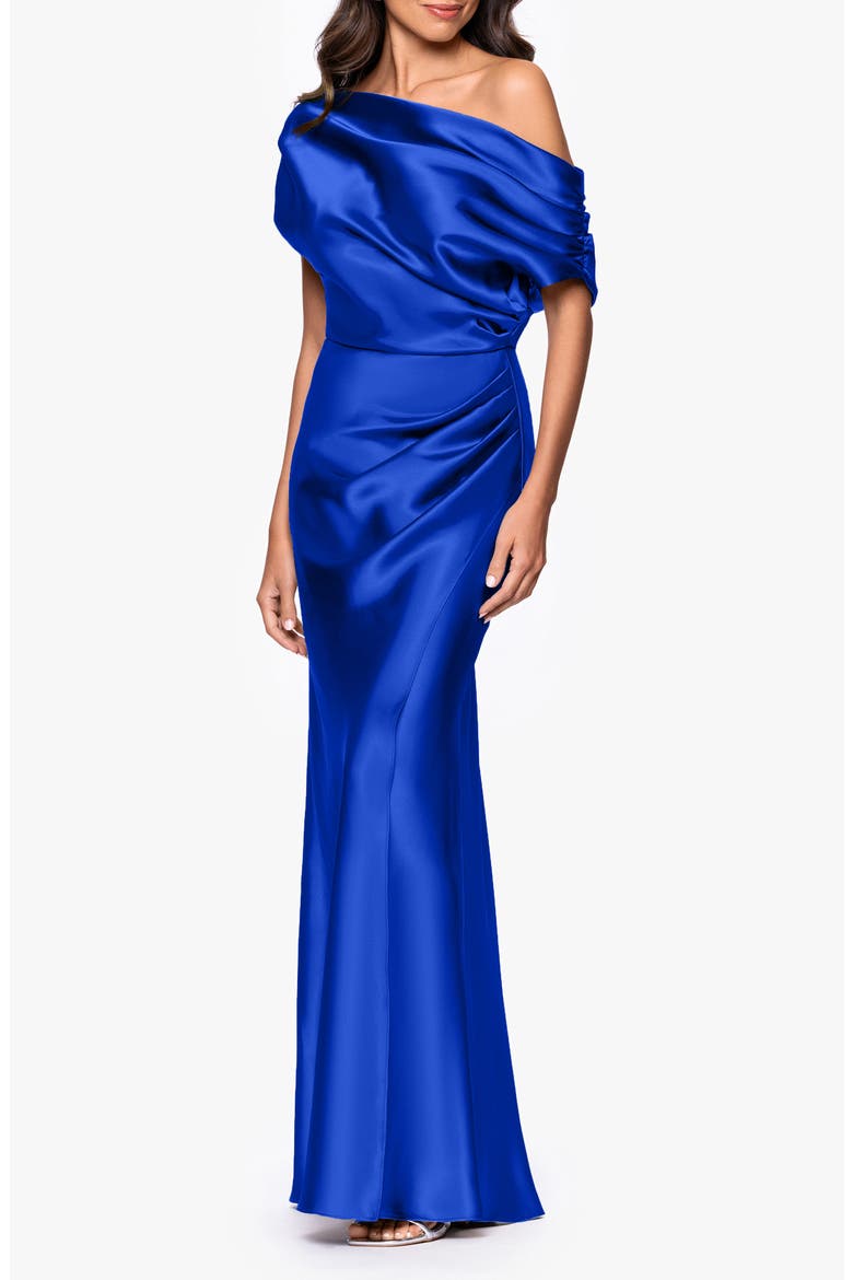 One-Shoulder Satin Sheath Gown, Alternate, color, ROYAL