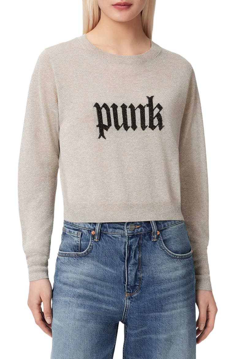 Deetz Metallic Punk Graphic Sweater, Main, color, CHALK WHITE