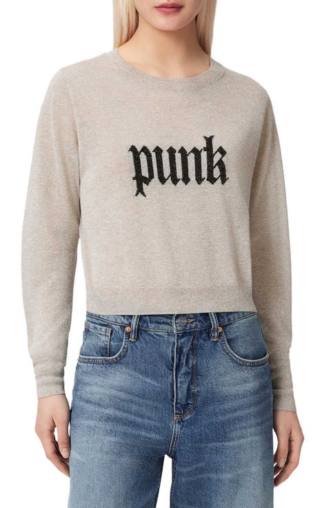 Deetz Metallic Punk Graphic Sweater