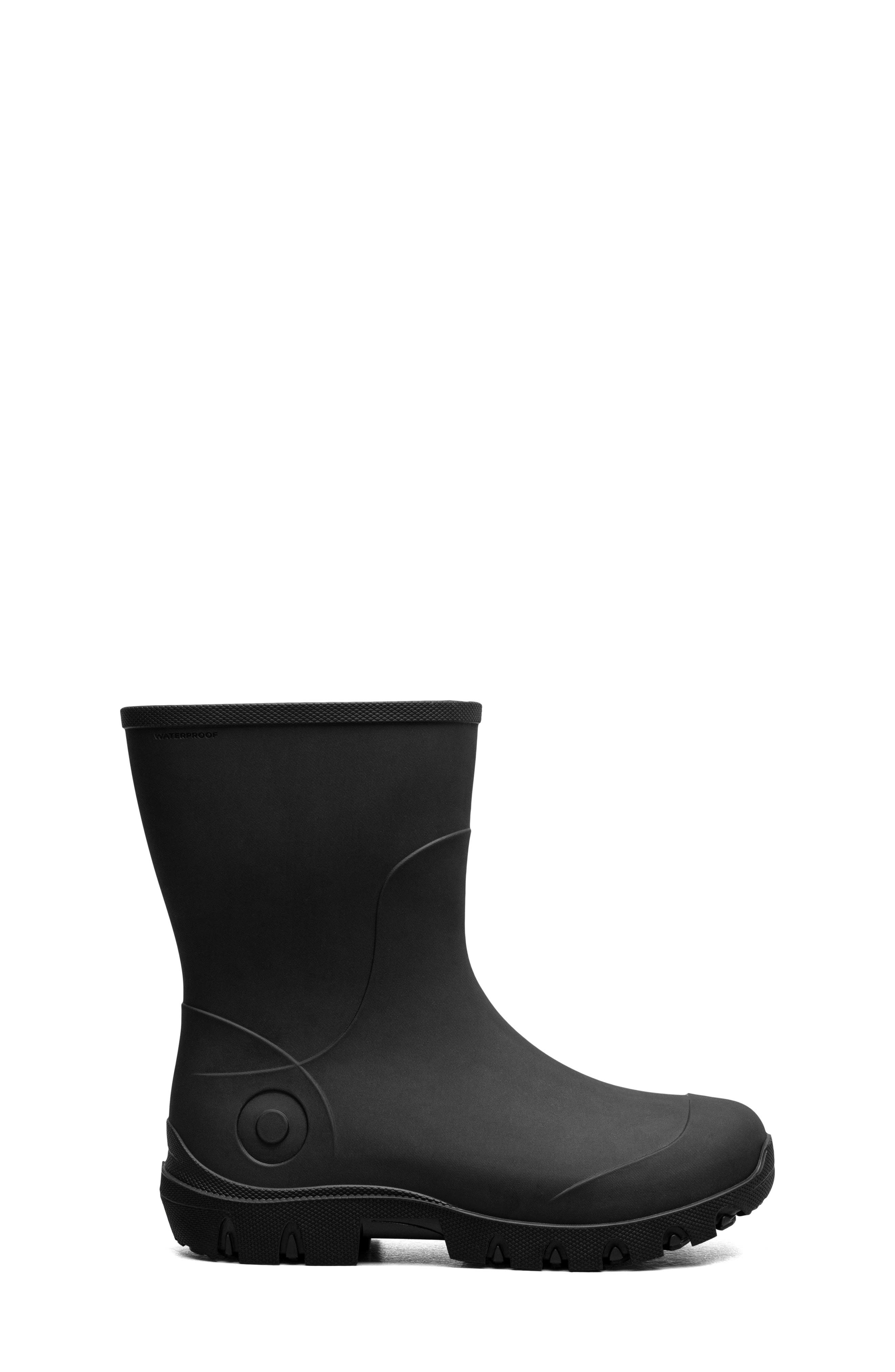 Bogs Kids' Essential Mid Waterproof Rain Boot, Alternate, color, Black