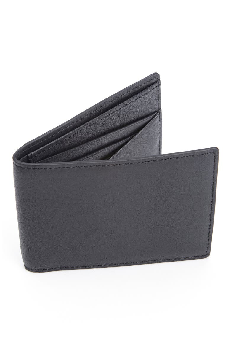 RFID Leather Bifold Wallet, Alternate, color, BLACK