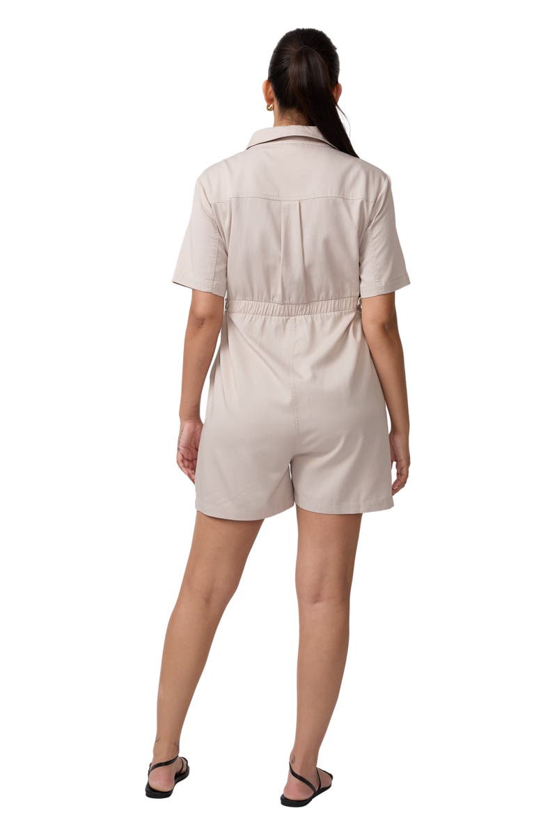 Ingrid & Isabel Short Sleeve Utility Romper, Alternate, color, Stone