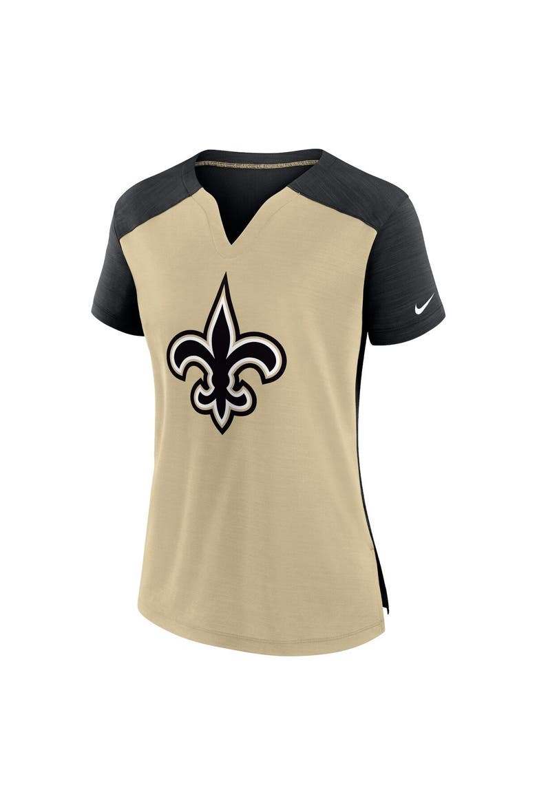 Women's Nike Gold/Black New Orleans Saints Impact Exceed Performance Notch Neck T-Shirt, Alternate, color, Gold