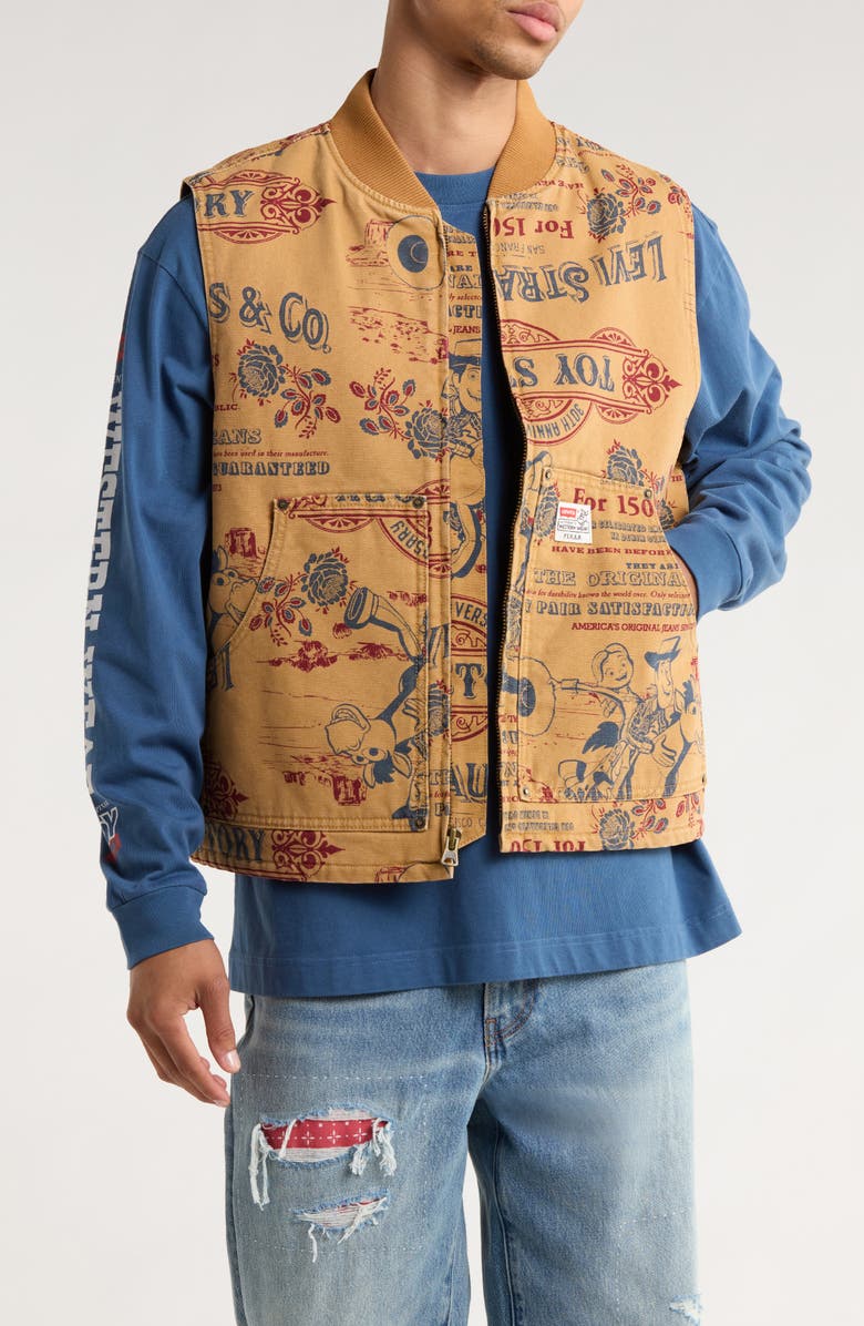 Levi's<sup>®</sup> x Disney Pixar<sup>®</sup> Toy Story Print Canvas Vest, Main, color, Multi Beige