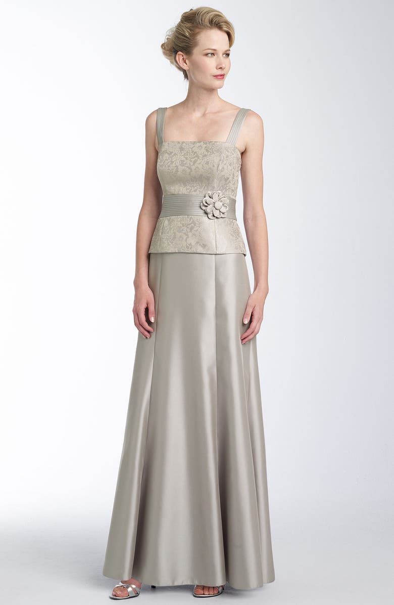 JS Collections Metallic Lace Brocade Gown & Bolero, Alternate, color, 