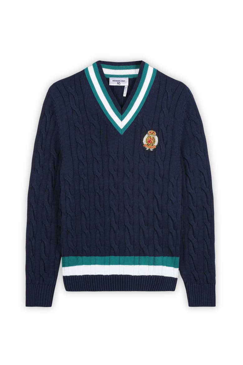 Cable Knit Cricket Sweater, Alternate, color, Navy