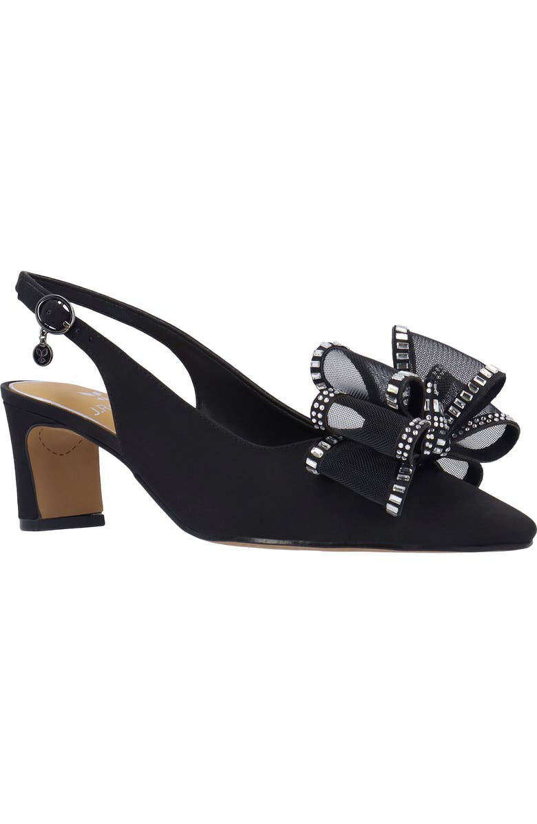 J. Reneé Kalindra Crystal Bow Embellished Slingback Pump, Main, color, Black