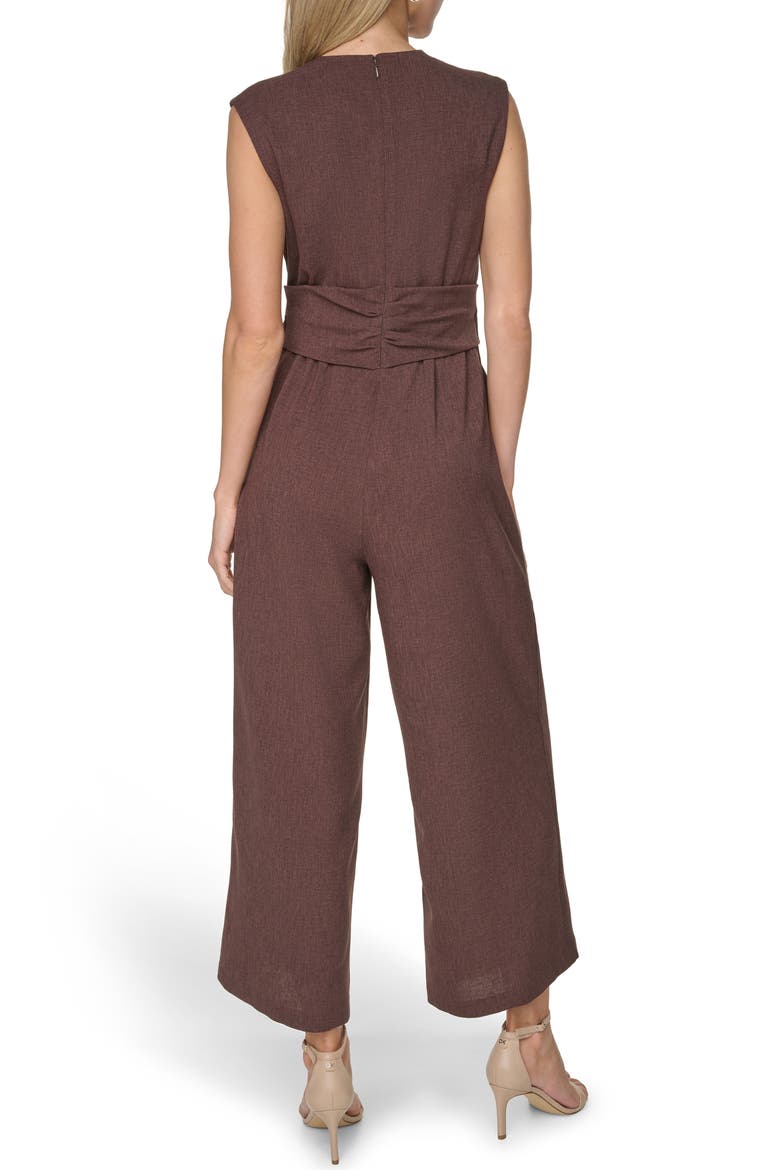 Twist Front Wide Leg Jumpsuit, Alternate, color, COFFEE BEAN