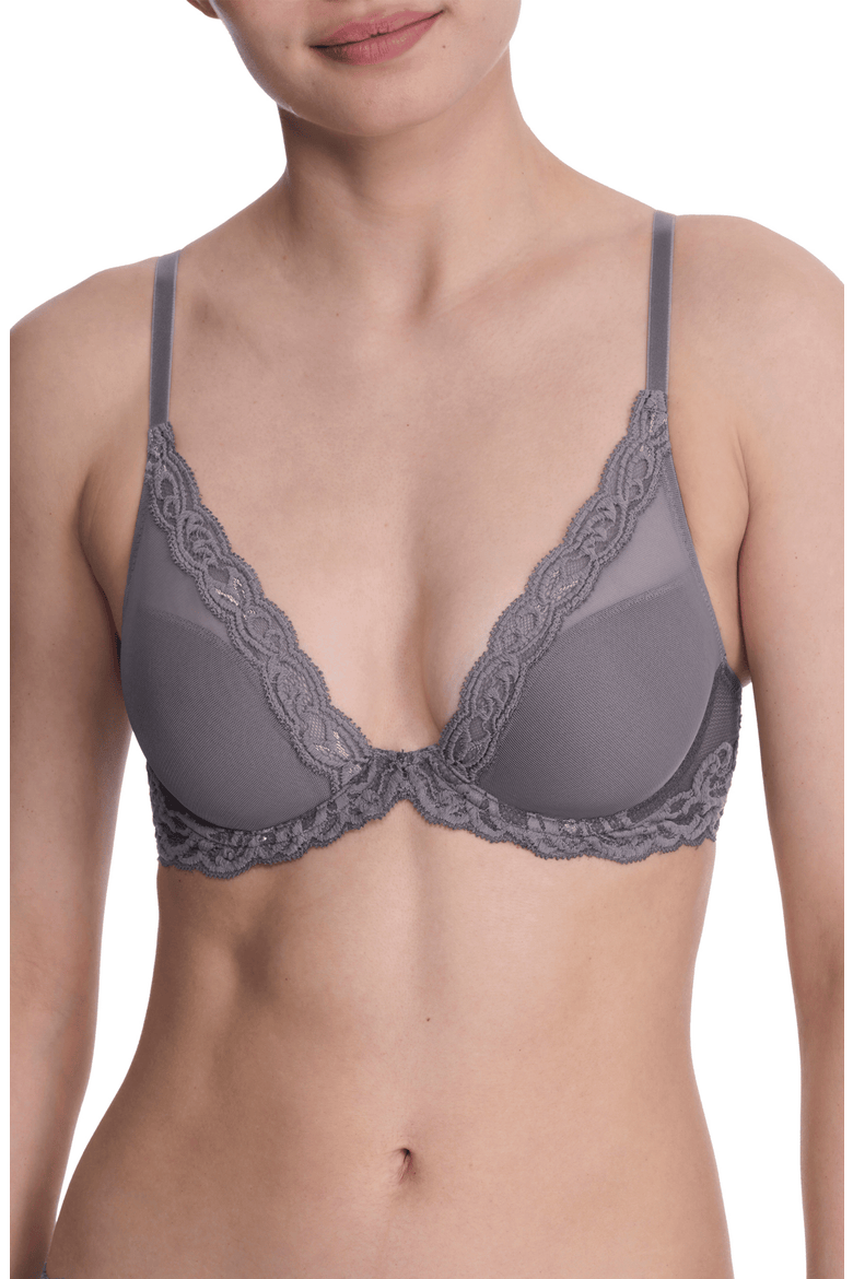 Feathers Plunge T-Shirt Bra, Main, color, Nickel