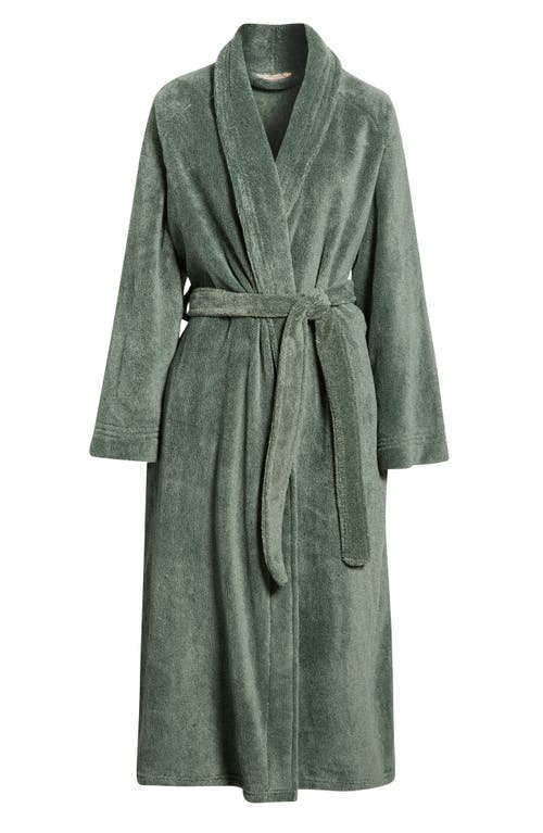 Papinelle Long Plush Robe In Deep Moss