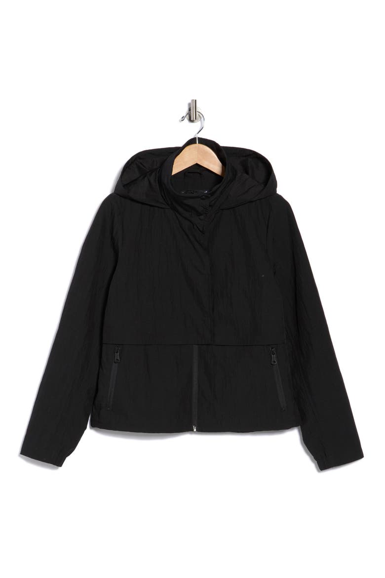 Shiny Textured Crepe Jacket, Alternate, color, BLACK
