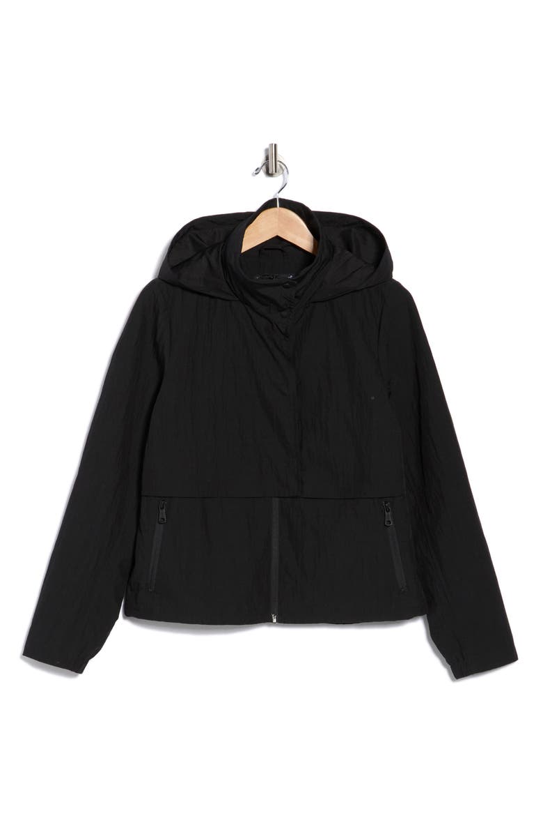 Bernardo Shiny Textured Crepe Jacket, Alternate, color, Black