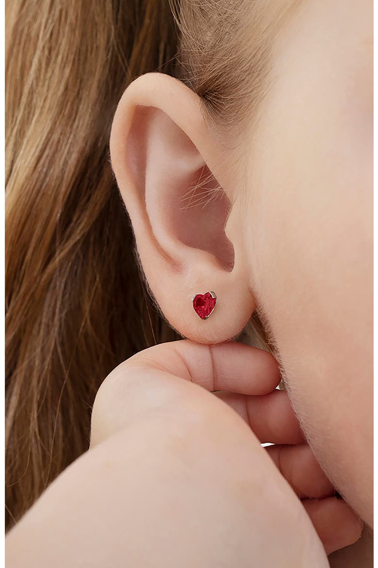 14k Tiny Cubic Zirconia Heart Earrings, Alternate, color, January