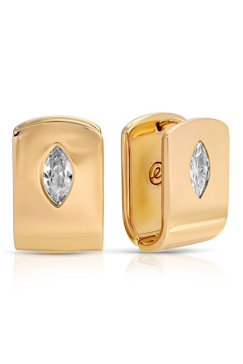 Marquise Stone Huggie Earrings, Main, color, GOLD