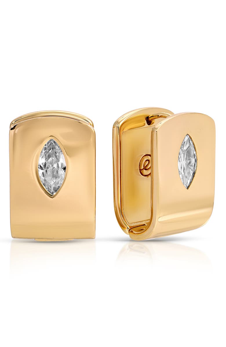 Ettika Marquise Stone Huggie Earrings, Main, color, Gold