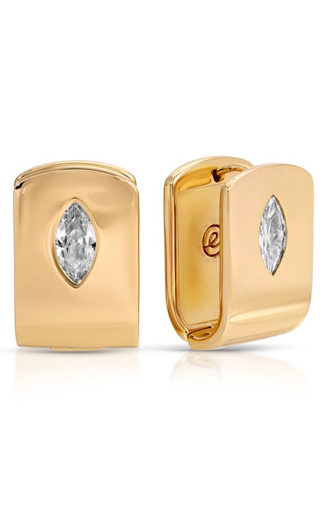 Marquise Stone Huggie Earrings