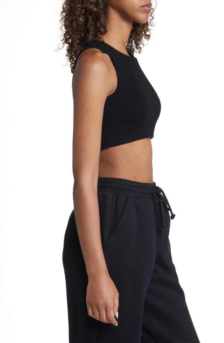 Fear of God Essentials Sport Rib Crop Sweater Tank, Alternate, color, Jet Black