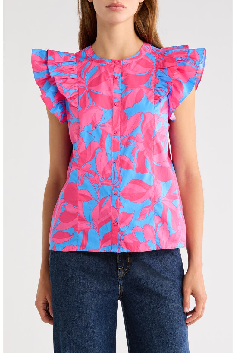 Sammi Print Ruffle Top, Main, color, PINK-BLUE