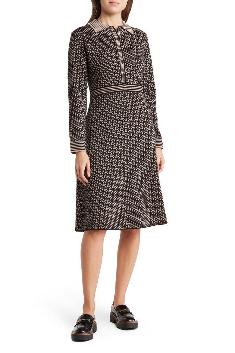 Collared Sweater Dress, Main, color, BKTAUTTR