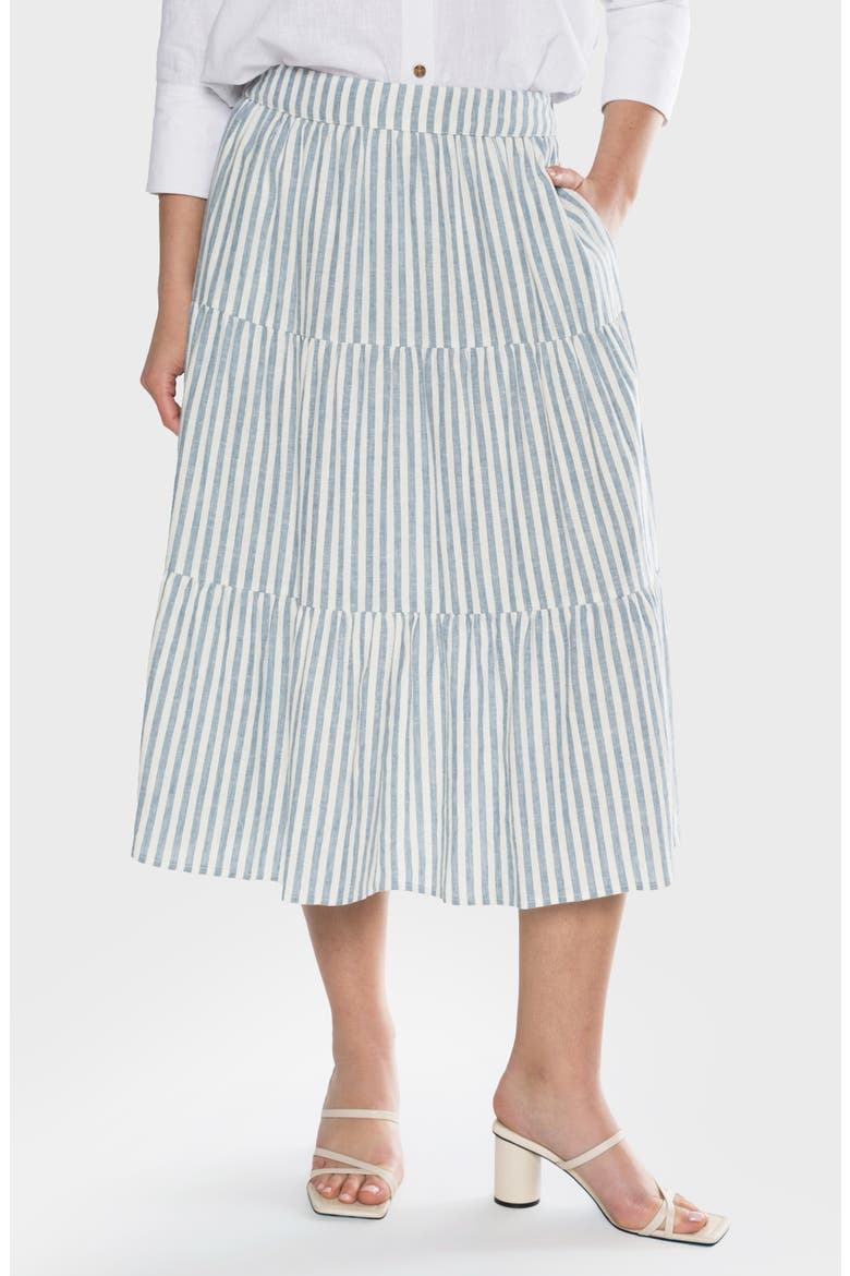 Emory Tiered Skirt, Main, color, DENIM