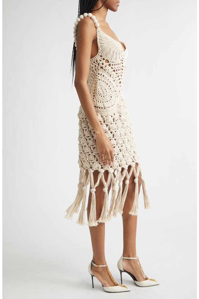 Fringe Cotton Crochet Dress, Alternate, color, NATURAL