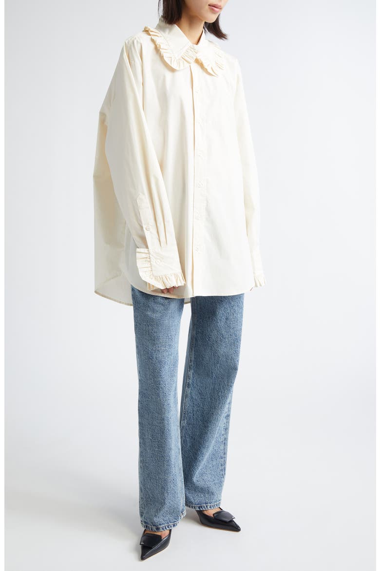 Gender Inclusive Pippa Ruffle Button-Up Shirt, Alternate, color, IVORY