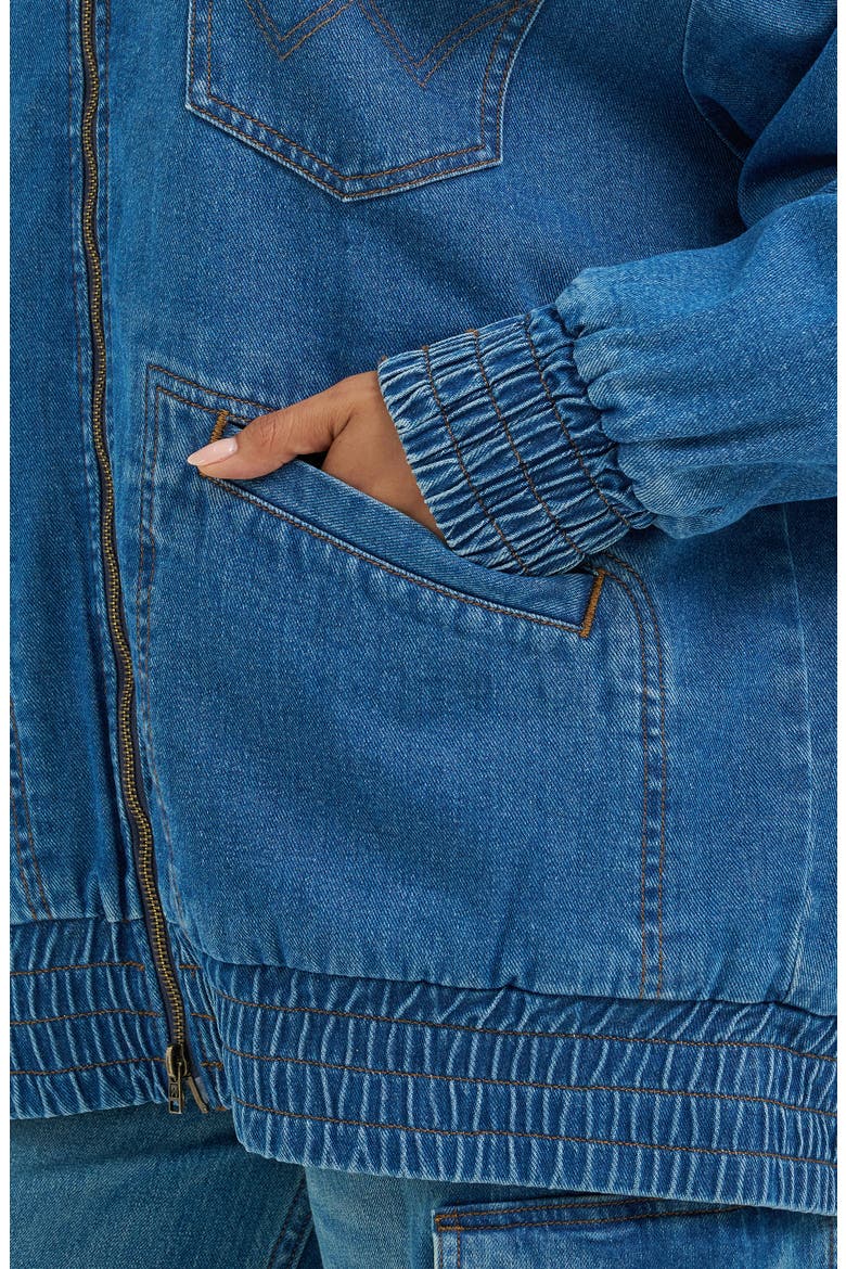 Oversize Denim Bomber Jacket, Alternate, color, AZURITE