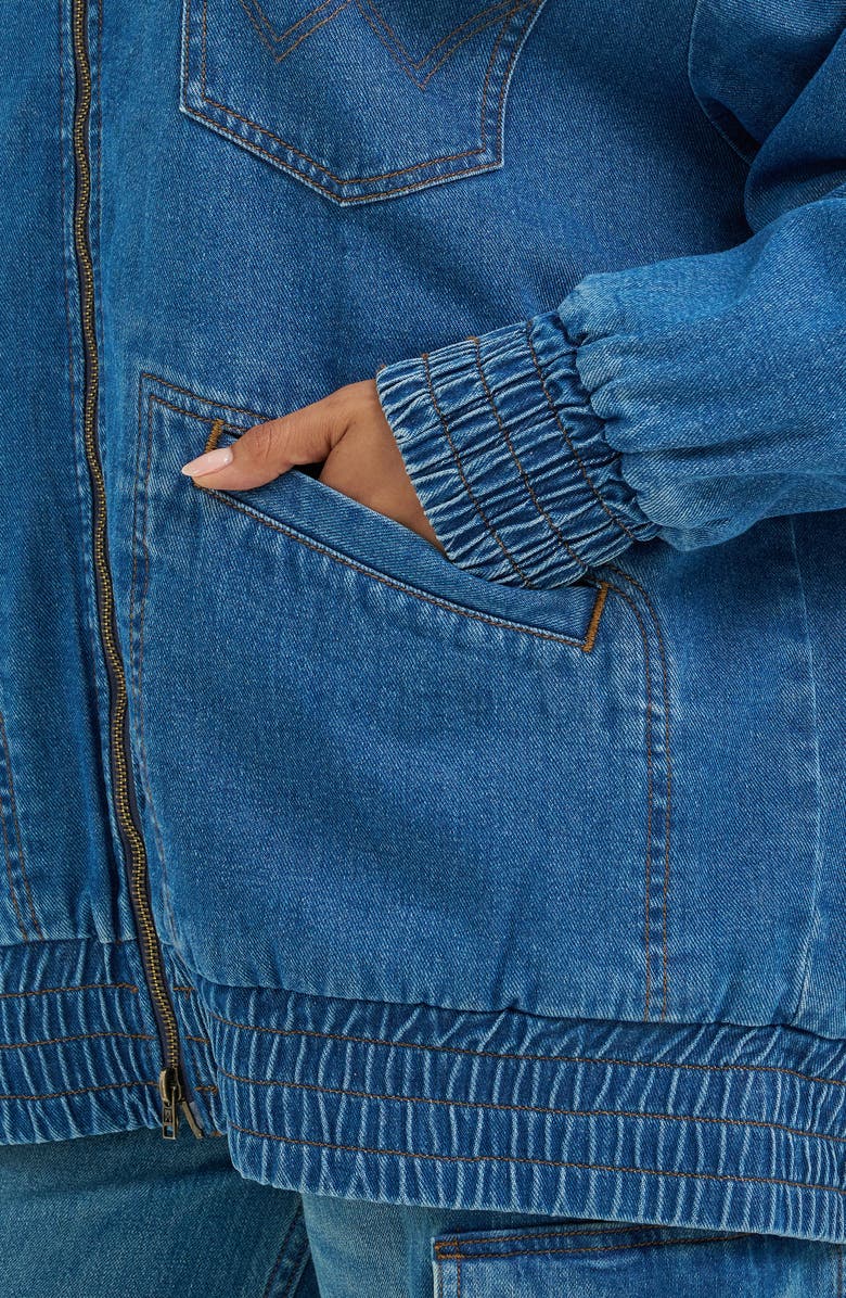 Wrangler Oversize Denim Bomber Jacket, Alternate, color, Azurite