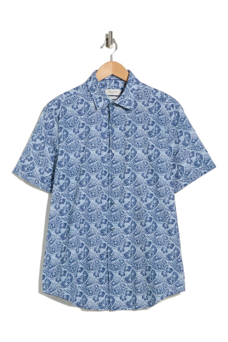 Orson Paisley Pattern Short Sleeve Button-Up Shirt, Alternate, color, INDIGO