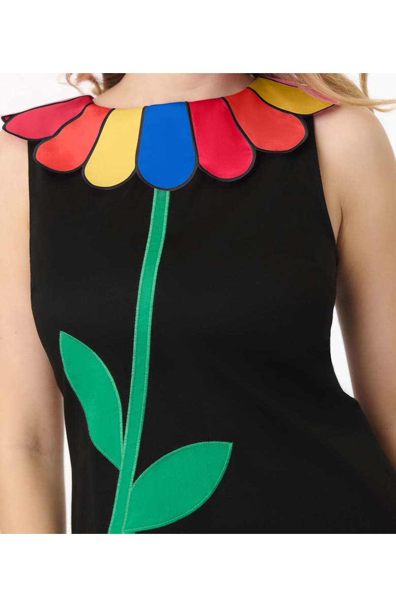 Smak Parlour Petal Collar Shift Dress, Alternate, color, Black W/Rainbow Collar