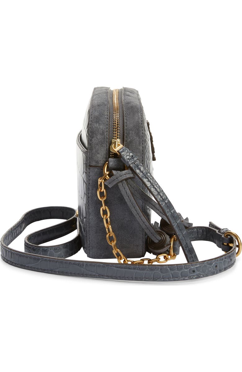 Tory Burch McGraw Croc Embossed Leather Camera Bag, Alternate, color,