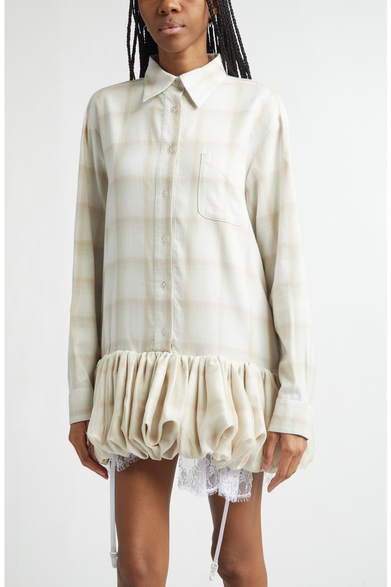 Valerian Plaid Long Sleeve Bubble Hem Mini Shirtdress, Alternate, color, HAZE PLAID